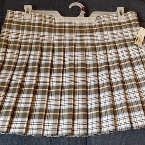 Khaki/white/light blue plaid Size XXL No Boundaries pleated mini skirt